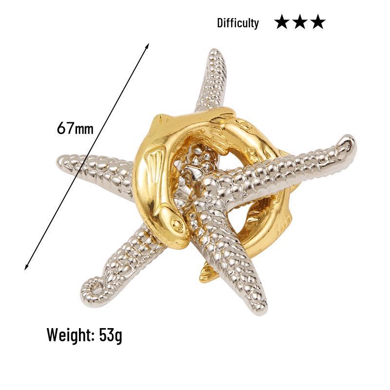 Intelligence Puzzle Zinc Alloy Disentanglement Rings - Unlock Nine Linked Rings Kongming Luban Lock Educational Toy