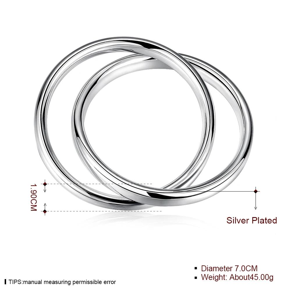 Hochwertige 925 Sterling Silber Zwei runde Kreis Armbänder Armreifen für Frauen Männer Weihnachten Valentinstag Modeschmuck Geschenk