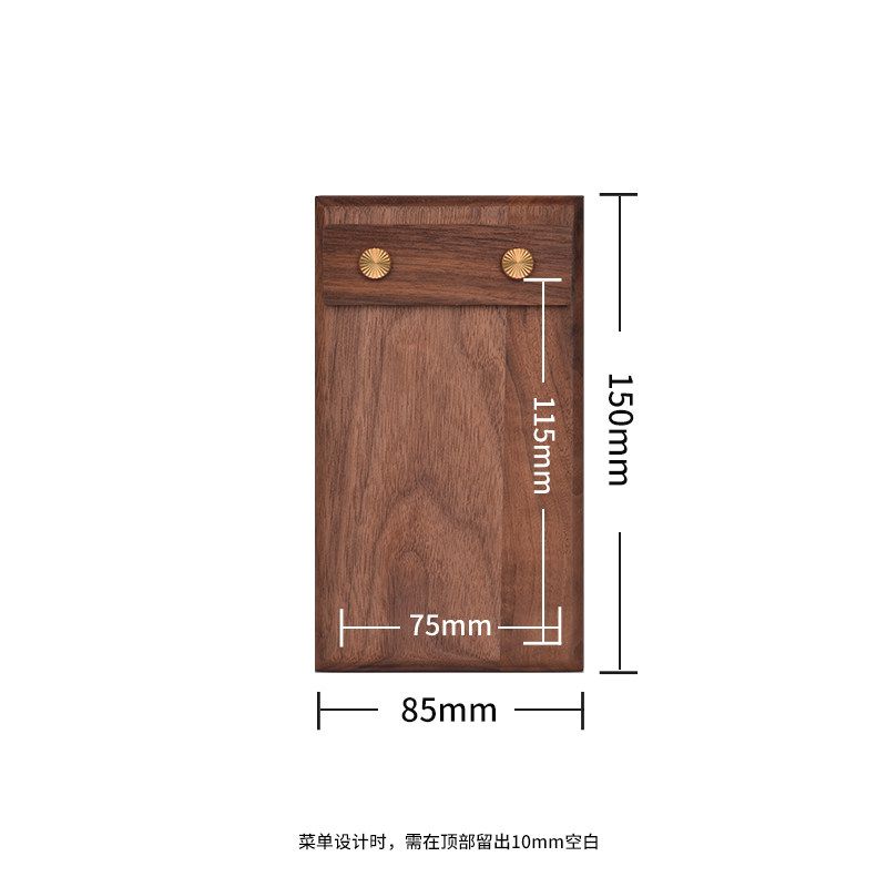 Fangye | Black Walnut Menu Holder Folder Solid Wood Base Plate Retro Textured Design Japanese Style Brass Coffee Restaurant