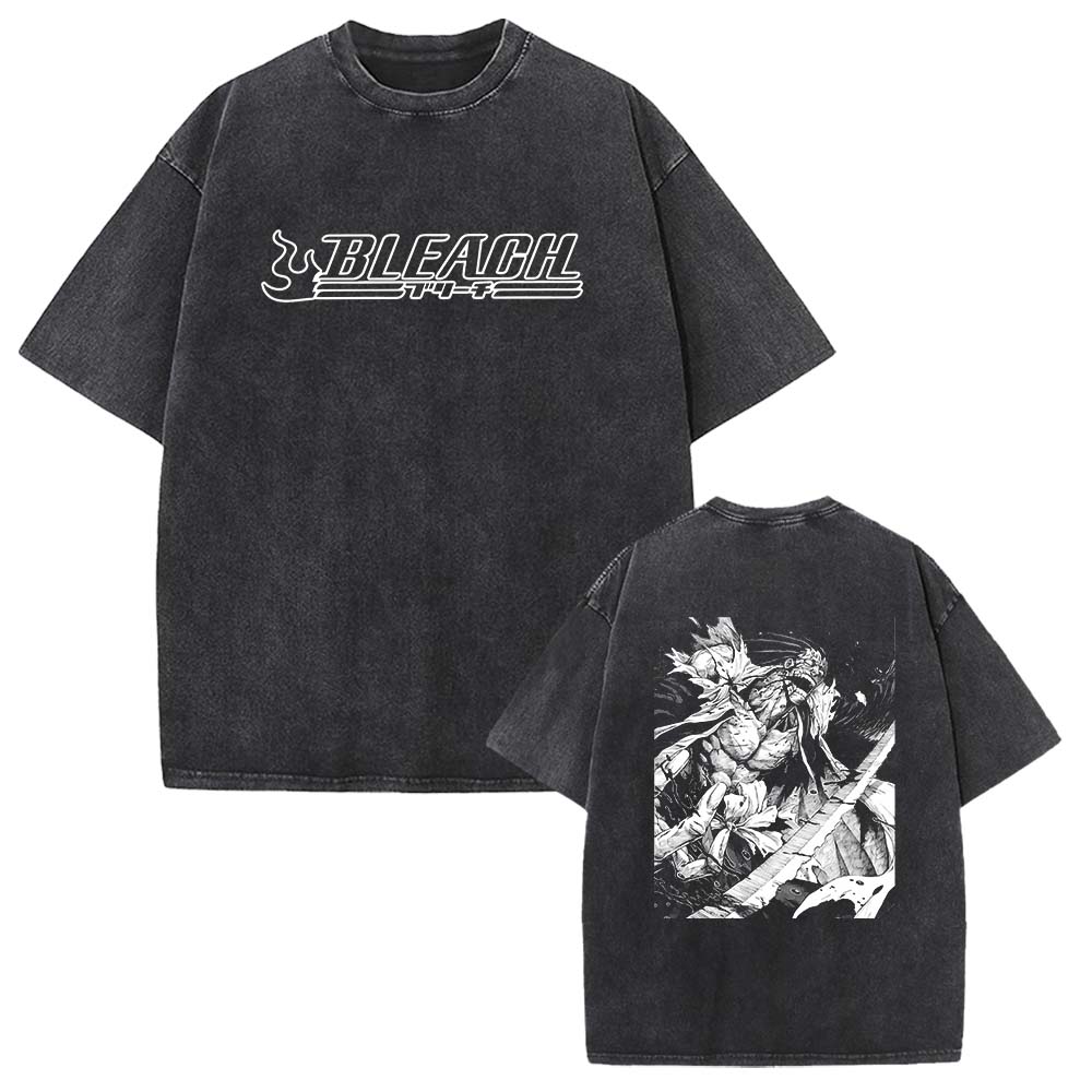 

Bleach Anime Clothing Zaraki Kenpachi Graphic T Shirt Men Women Oversized Cotton Tshirts Retro Washed Tee Harajuku Male T-shirt XXL
