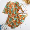 Digital Print Three Piece Drawstring Sexy Bikini Swimsuit Fashion For Summer Vacation