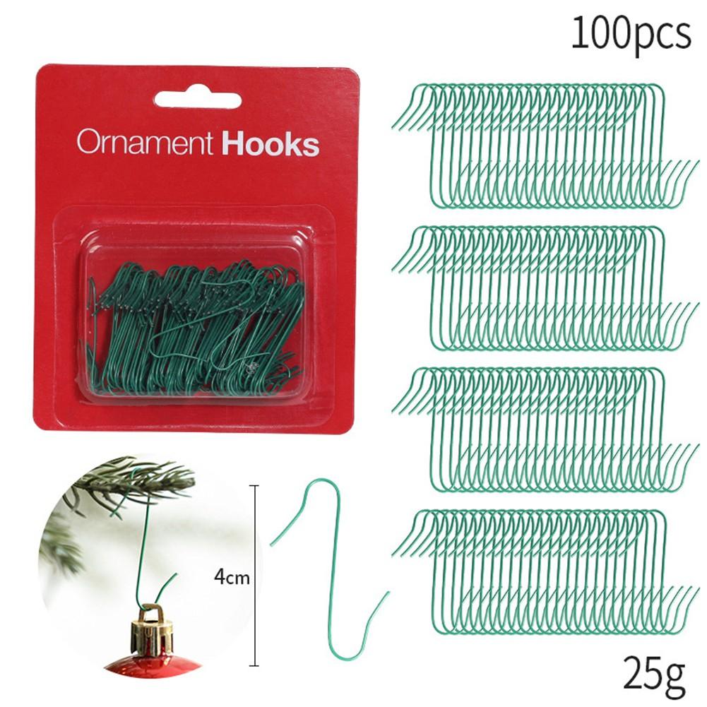 

For Christmas Tree Decoration Hooks 100 Pack Metal Hangers for Baubles Green