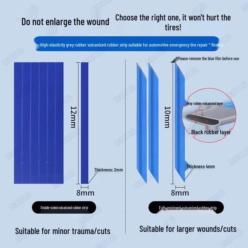 Emergency Tire Repair Tool Kit with Vulcanized Strips