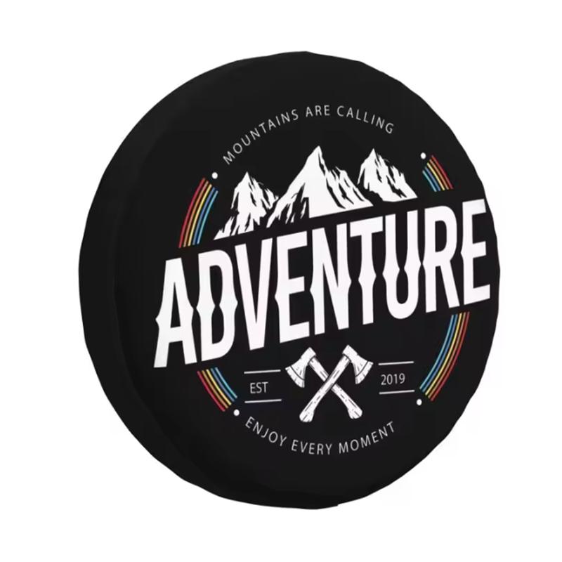 1Pcs Car PU Leather Spare Tire Cover Go Wild Adventure Campfire For Toyota Honda Suzuki Jimny Jeep Wheel Protectors Accessories