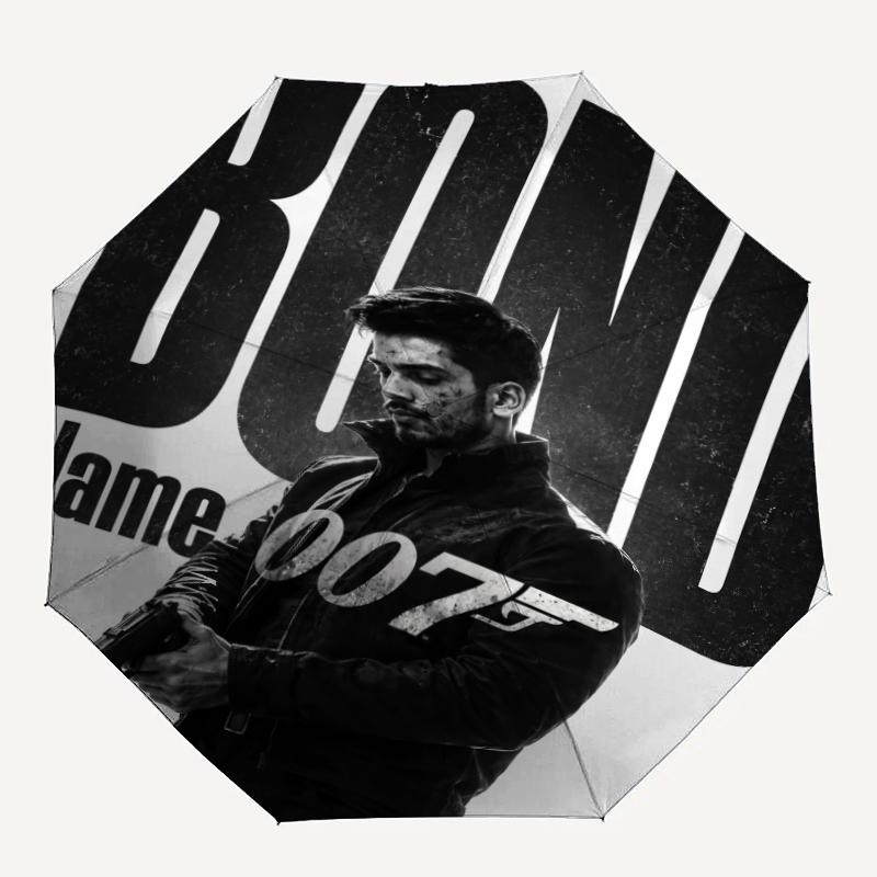 Custom Name 007 James Bond Theme Automatic Umbrella, Lightweight & Portable, 8 Rib, Perfect for Outdoor Travel, Birthdays, Christmas, Gifts.