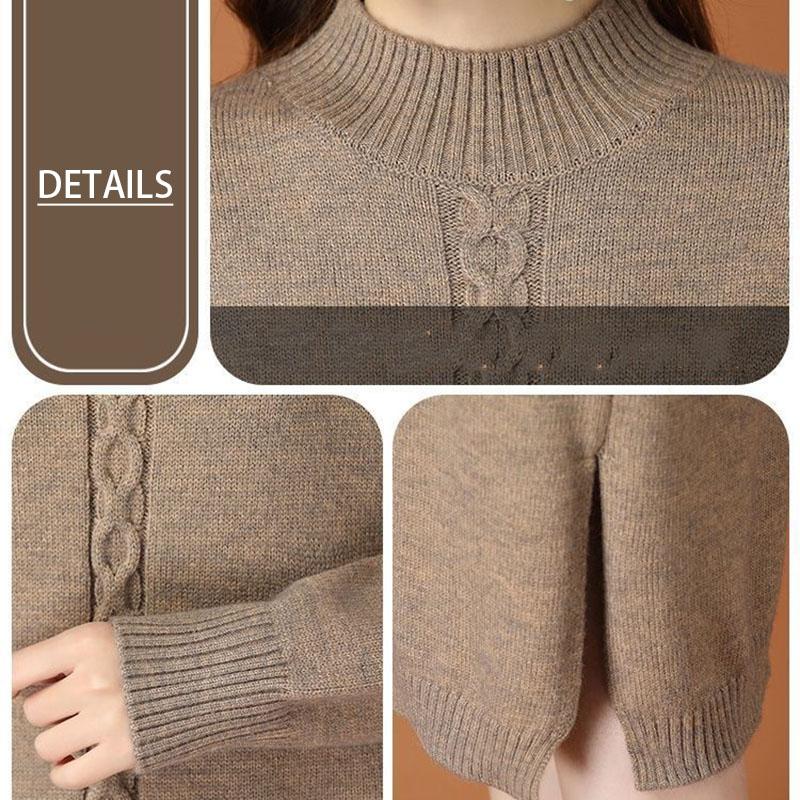 Autumn Winter Women's Half Turtleneck Knit Dress Slim Fit Solid Color Pullover Long Sweater Dress