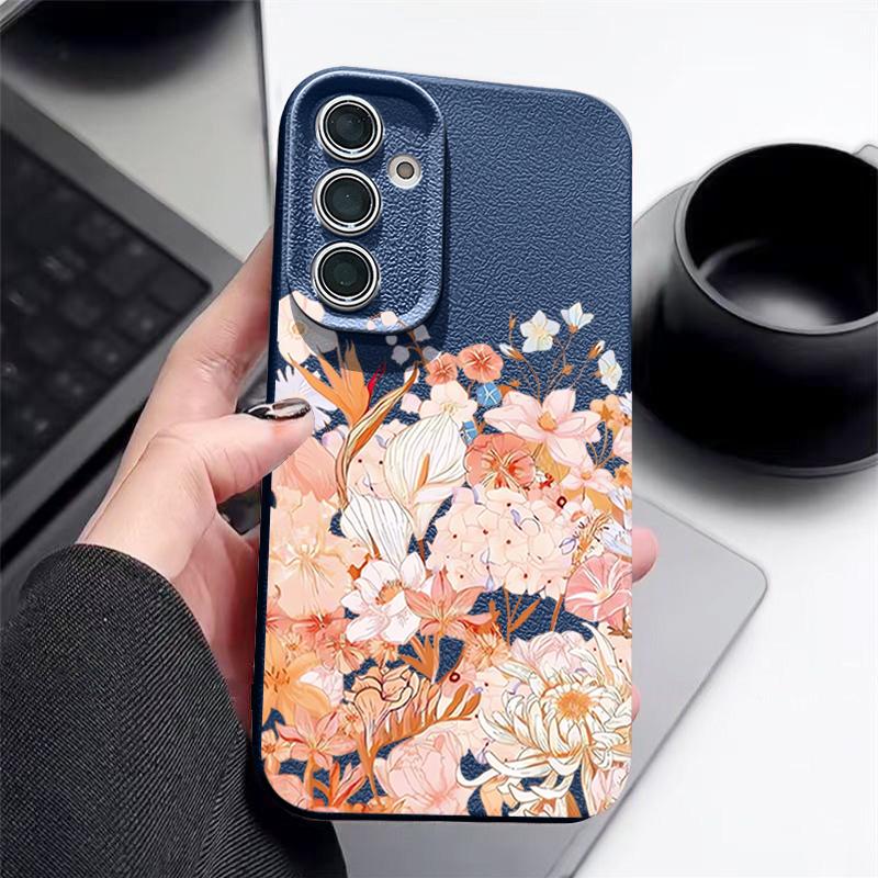 Hydrangea Peony Flower Pattern Case For Samsung Galaxy S26 S25 S24 Ultra S23 S22 S21 FE A54 A15 A35 A55 A16 A26 A36 A56 A17 A37 A57 5G Funda
