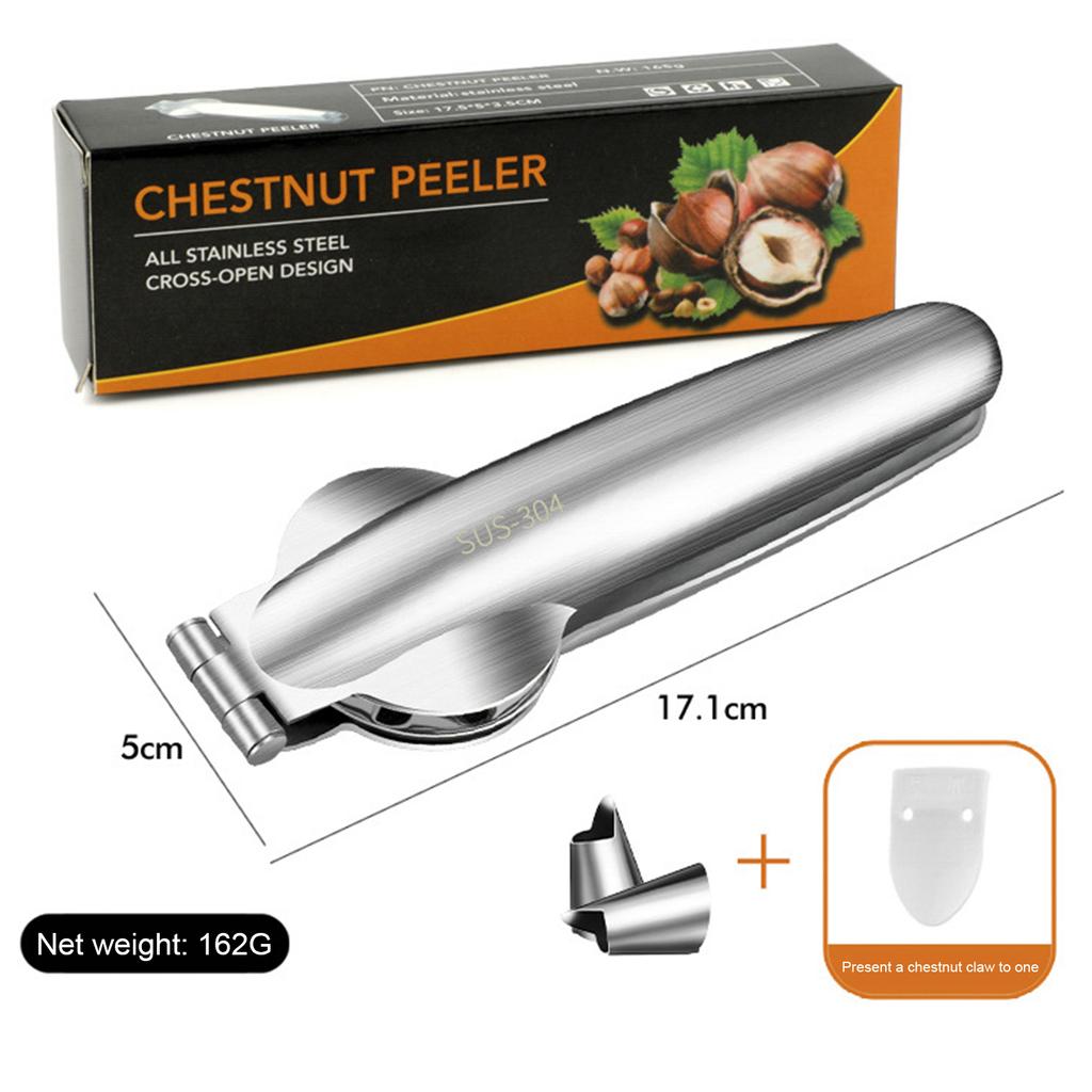 Stainless Steel Chestnut Opener with 2 Finger Armors Nut Cracker Sheller Walnut Pliers Chestnut Cracker Tool Kitchen Tools