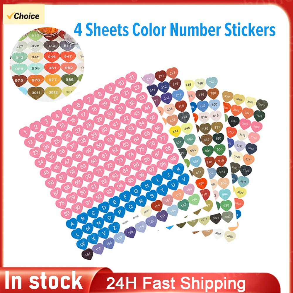 1 Set Diamond Painting Labels with Numbers DMC 447 DMC Diamond Painting Number Sticker Multi-Colors Heart-shaped for Adults Kids China Mainland