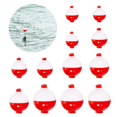 12Pcs Round Fishing Floats Mixed Sizes Lightweight High Visibility Red White Buoyancy