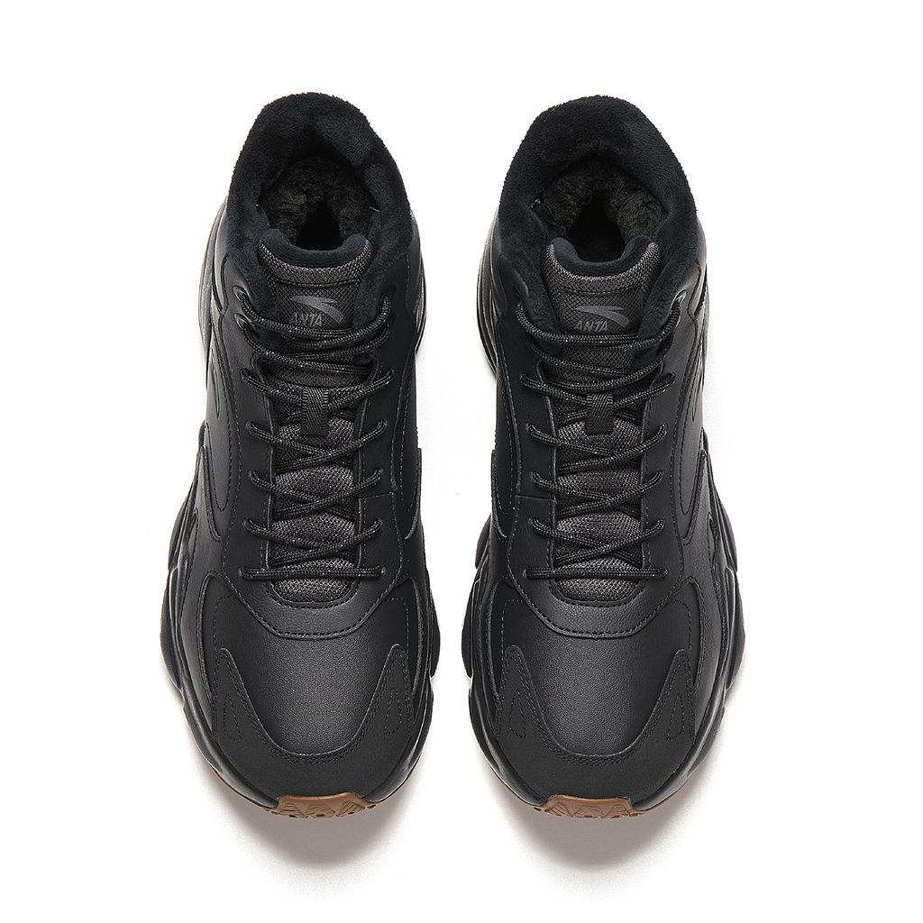 Anta Walker Leather High-Top Casual Shoes Men Sneakers Black Brown 912618923-3