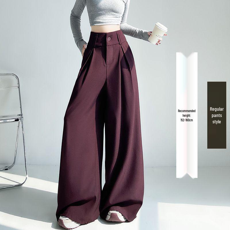 Spring Summer 2026 Women s Wide-Leg Suit Pants - Loose, Floor-Length, Old Money Style Draped Trousers S (80-92 jin)