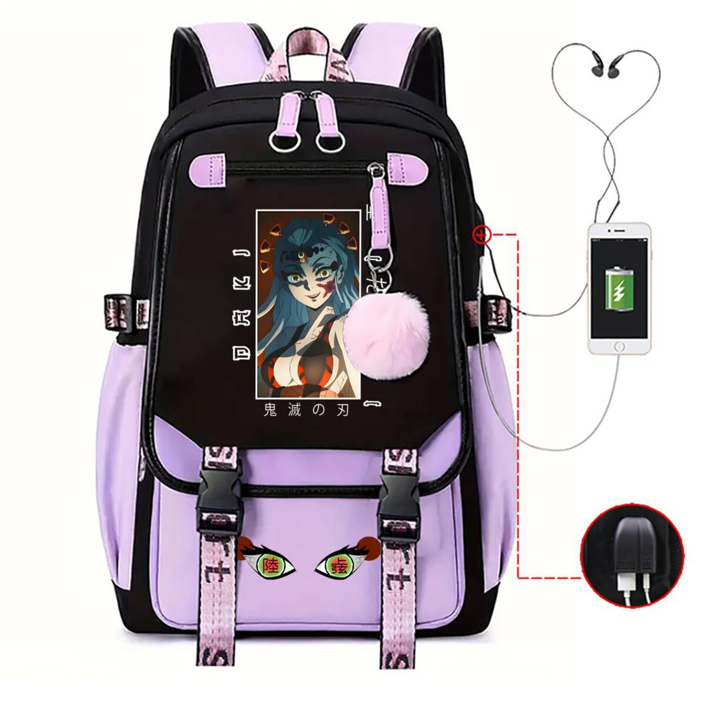 New Ghost Destroyer Peripheral Animation Korean Edition Student Leisure School Bag Large Capacity Multifunctional Backpack with USB