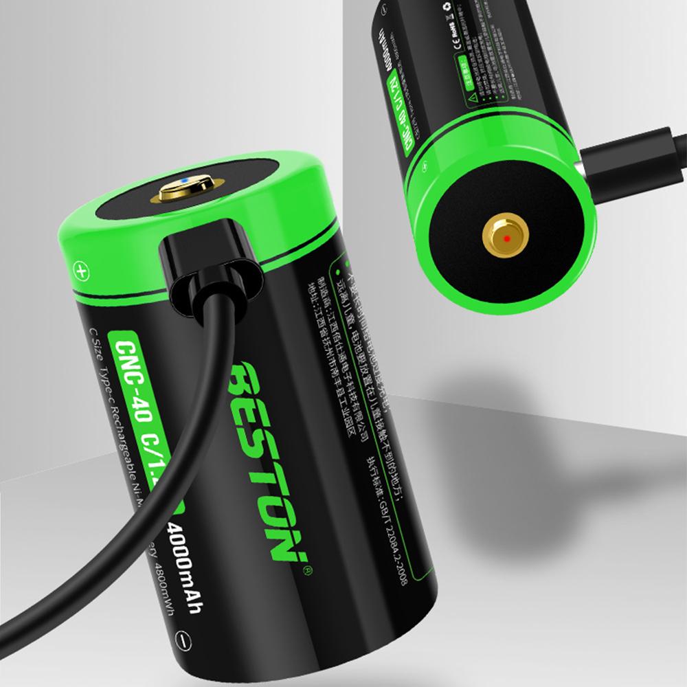 1.2V NI-MH Battery Water Heater Flashlight 4000mAh Type C Size USB Rechargeable Battery