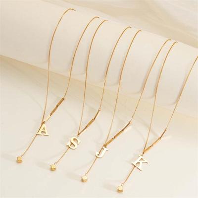 Stainless Steel Letter Necklace with Long Tassel Pendant for Women