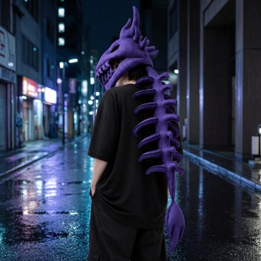 Dinosaur Skeleton Headpiece with Back Spine 3D for Themed Parties