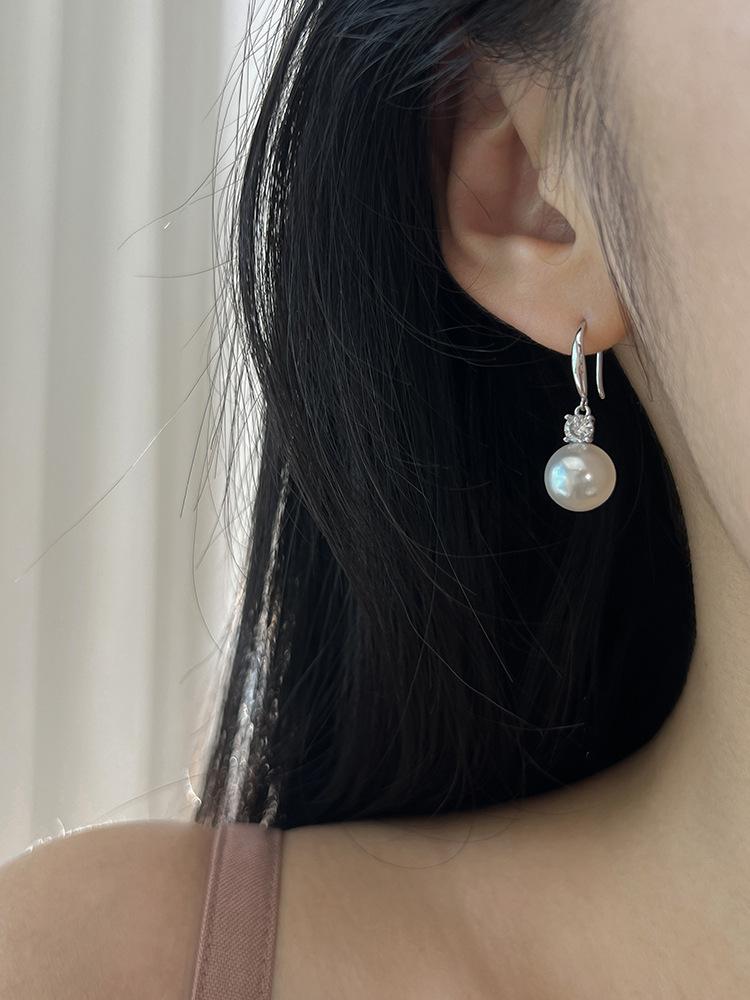 Classic Zirconium Diamond Austrian Shijia Pearl Ear Hook Premium Light Luxury Earrings Earrings