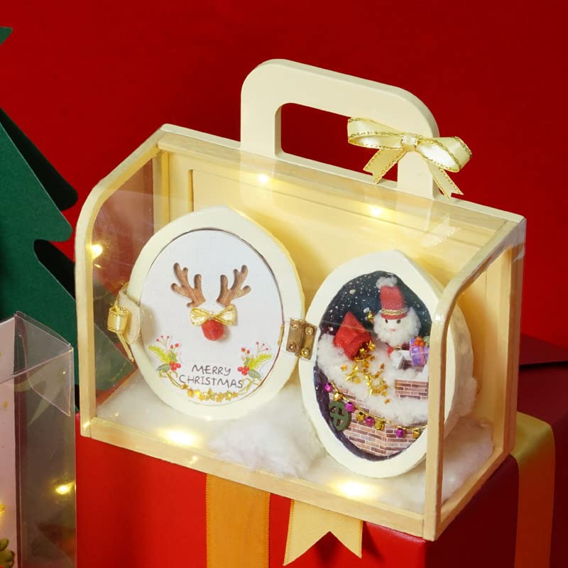 Moin Moin Dollhouse Miniature Handmade Kit Small Seed House Where Rabbit Lives Palm For Beginners Interesting Gimmick Christmas Yellow Tree Santa LED