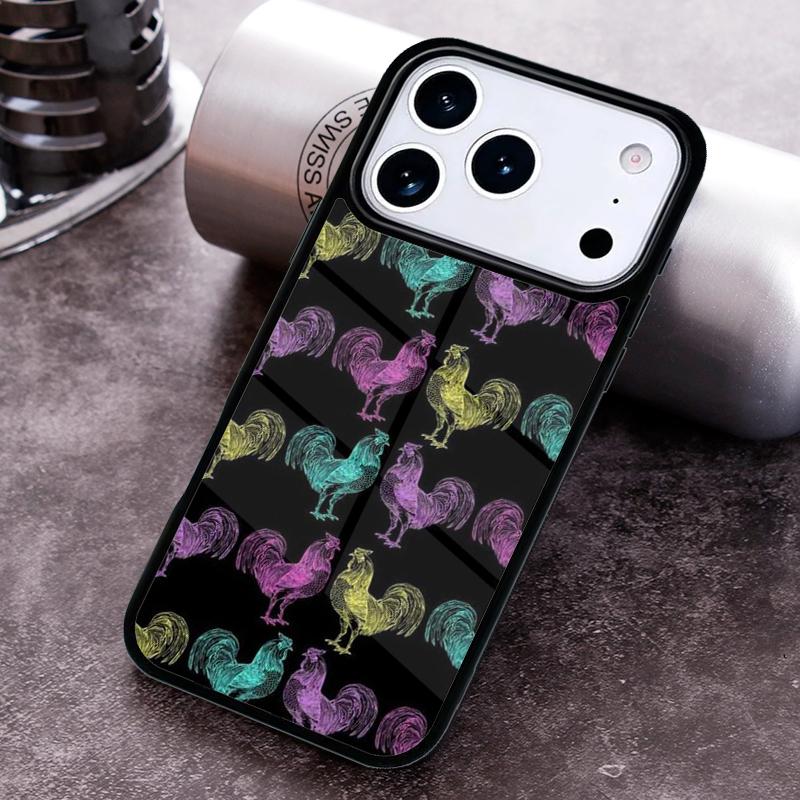 Bright Pattern with Roosters Phone Case For iPhone 17 16 15 14 13 12 11 Pro Max Plus 17Air Soft Silicone Cover