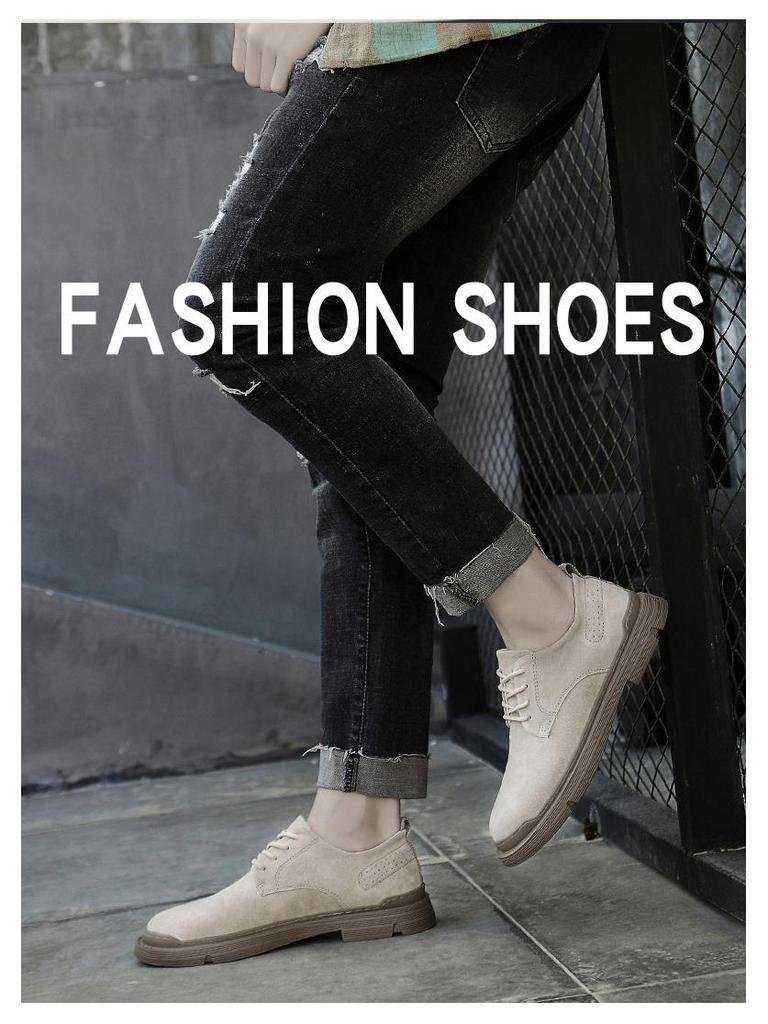 Men's European-Style Casual Round Toe Leather Shoes, Versatile Outdoor Low-Top Design