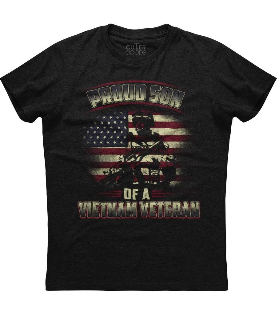Proud Son Of A Vietnam Veteran, USA Flag Printed Men's New Black T-shirt