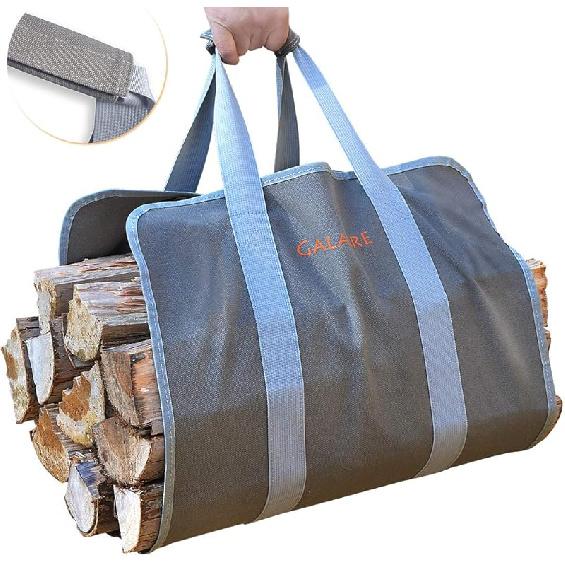 Firewood Carrier Waxed Canvas, 20oz Heavy Duty and Large Capacity Firewood Log Tote Bag for Wood Carrying, 21'' × 44''