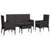 VidaXL Garden Lounge Set 4 Pcs with Cushions Black Wicker, Outdoor Lounge Set, Furniture Set 319502