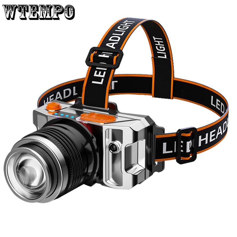 Multifunctional Head-worn Torch Outdoor Led Rechargeable Treasure Fishing Mining Lamp Zoom Strong Light Induction Headlamp