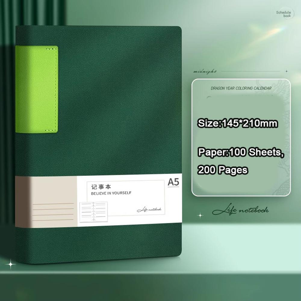 (Logo Can Be Engraved) A5 Leather Student Subject Notebook, Business Meeting Record Book, Thickened Notepad, Office Ledger, Diary