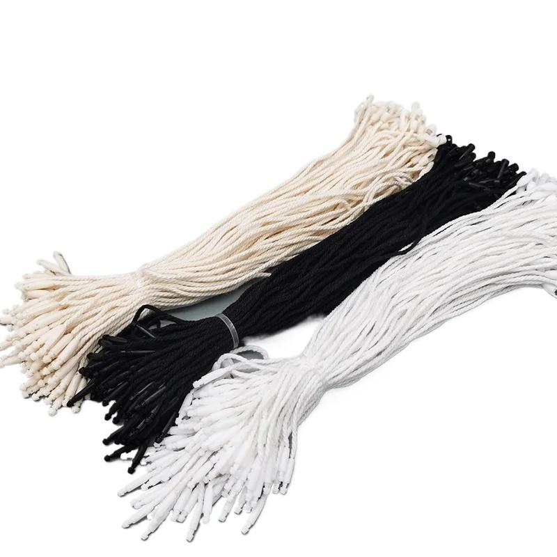 100PC Loop Tie Fasteners Clothing Accessories Plastic Tag DIY White Black String Snap Lock Pin Hang Tag Cotton Rope
