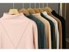 Women's Black Long-Sleeve Half-Turtleneck German Velvet Shirt - Stylish V-Cut Design for Autumn and Winter