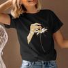 Damen T-Shirt Kurzarm Rundhals Sommer Grafik-T-Shirt Trendiges Hand- und Blumen-Design Schneller Versand