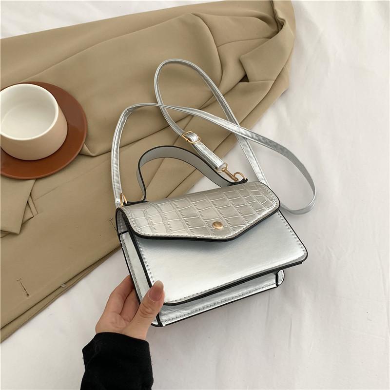 

Elegant Lady Urban Minimalist Shoulder Bag Small Tote Bag 2023 Fall Winter New Commuting Pu Leather Handbag срібний