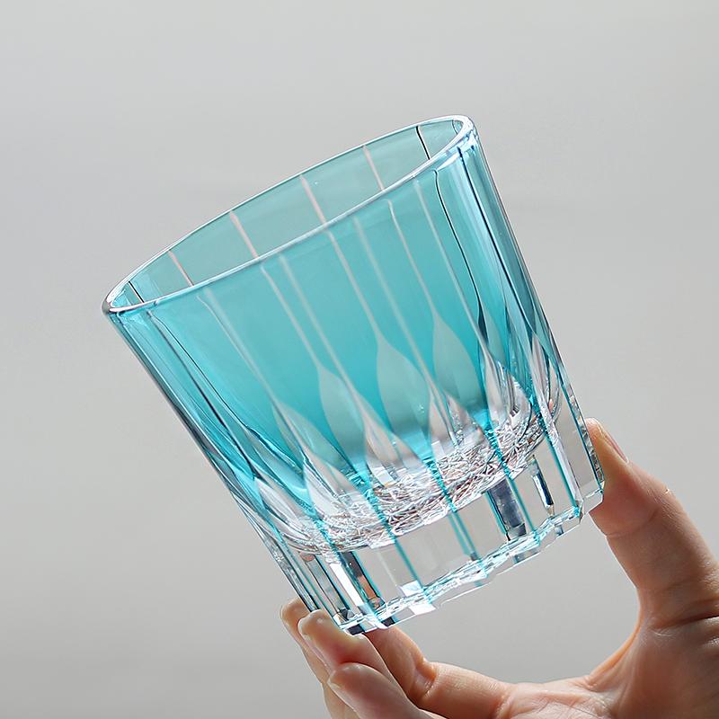 

Sky Blue Edo Kiriko Japanese Style Whiskey Glass Tumbler 11 Oz Old Fashioned Glasses Sky Blue Hand Carved In Gift Box 320ml