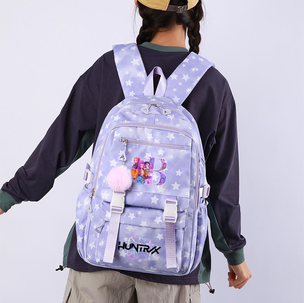 Cute 26 English Letters Printed Backpack for Teenager Student Girl Boy Bookbag Schoolbag Large Capacity Waterproof Travel Bag Gift Rucksak