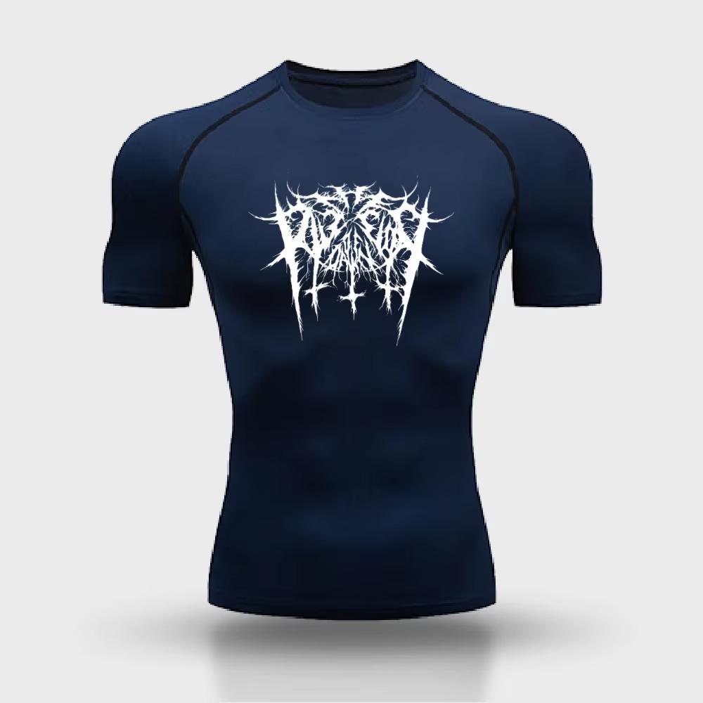 Men's Compression Printed Short Sleeve T-shirt, Athletic Workout & Running Top, Stretch, Breathable & Quick-Dry RL815