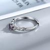 Silver Color Light Luxury Style Amethyst Dazzling Zircon Ring for Women's Girls Simple Fashion Adjustable Ring Jewelry Gifts