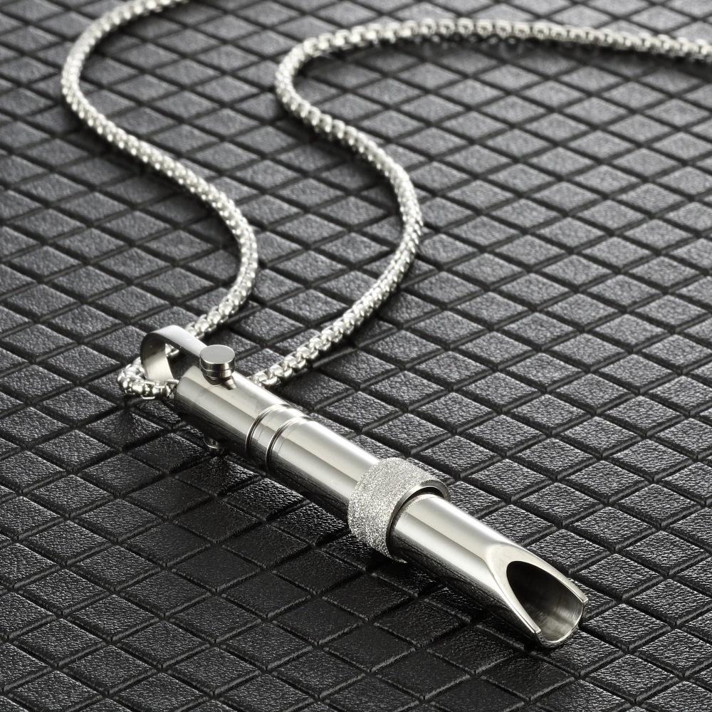 Turn the Beads to Adjust Breathing Meditation Mindfulness Whistle Pendant Necklace Jewelry