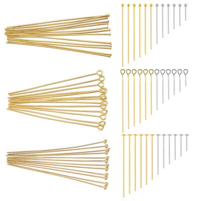 50-100 Pièces Multi-tailles Acier Inoxydable Tête Plate Aiguilles Aiguilles à Œillet Plaqué Or Tête Boule Aiguille DIY Bracelet Boucles d'Oreilles Accessoires de Bijoux