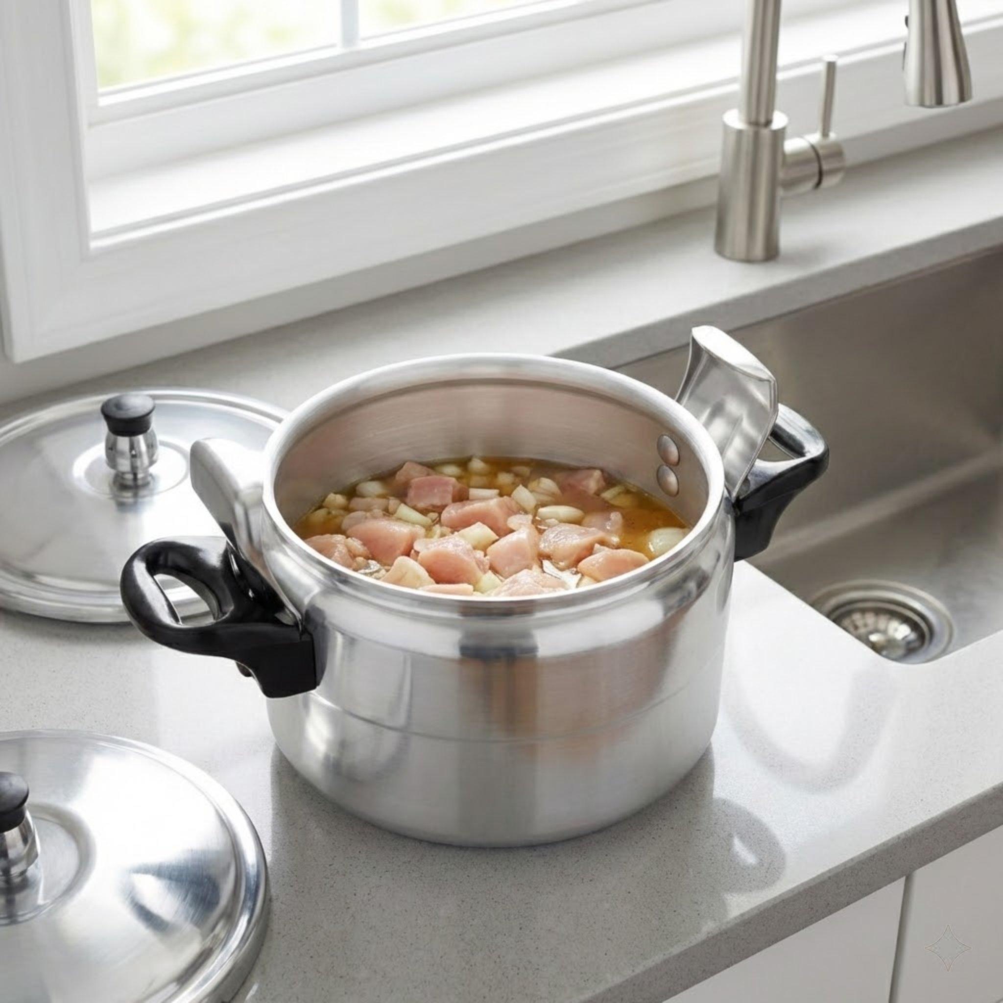 

Small 3.17Qt Pressure Cooker Induction Compatible Aluminum Pot For Home Kitchen Use Fast Cooking With Multiple Safety Protection United States