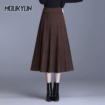 Gestrickter Winterrock Damen Halber Rock Herbst/Winter Wolliger A-Linien-Rock mit großem Schwung mit Mantel Halber Rock Damen Oberteile