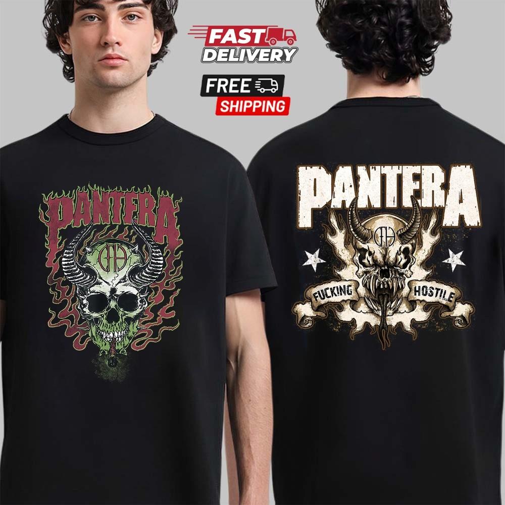 Футболка с датой тура группы Pantera 2025, двусторонняя, V02 The Family, Подарок фанату, Унисекс S