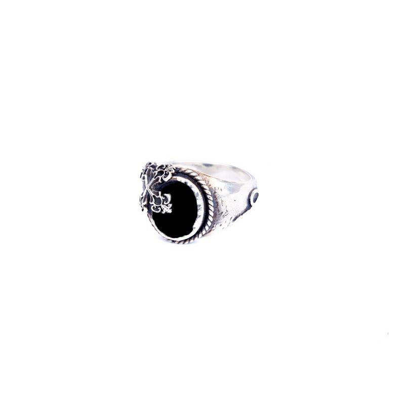 Bebello [Bs-279] 925 Silver Onyx Black Pinky Ring