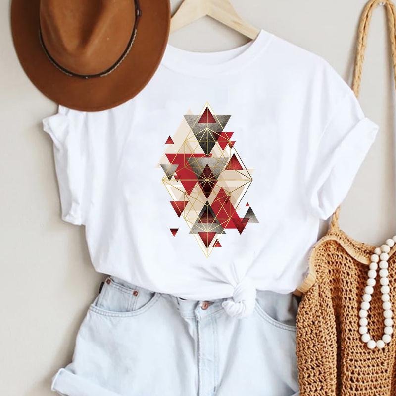 Fashion Casual Landscape Mountain Graphics Womens T-Shirt 90S Summer Blouse Loose White Short Sleeve O-Neck Female Tops Clothing