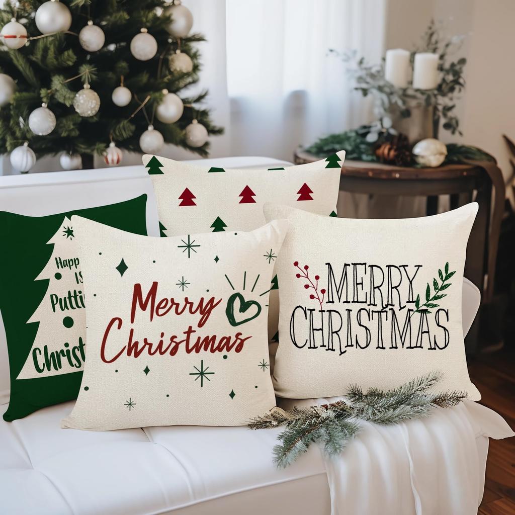 Christmas Pillow Covers: Merry Christmas & Tree Patterns for Festive Decor Sofa room cushion cover home decoration new year gift