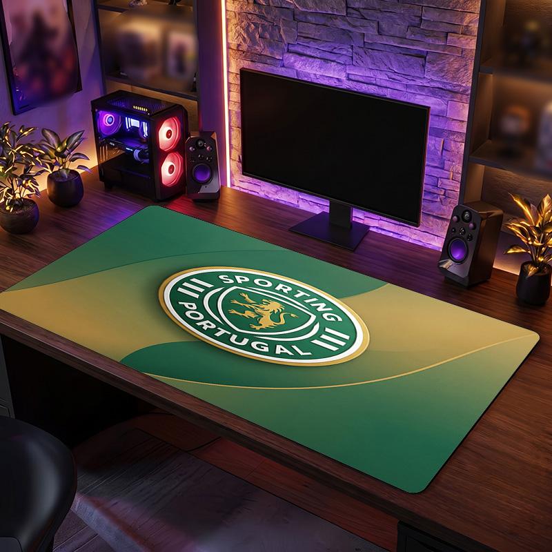 Sporting CP FC Theme Pattern Mouse Pad, Soccer Logo Design XXL Gaming Desk Mat Non-Slip Computer Mouse Pad