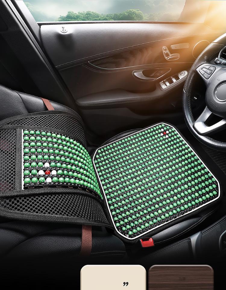 Universal Wood Bead Lumbar Support Car Seat Cushion Set - Cooling, Breathable, All-Season