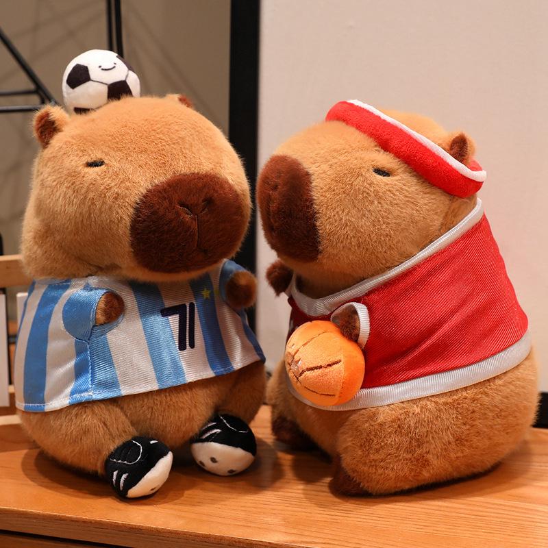 Sporty Capybara Plush Toy - Football & Basketball Variants