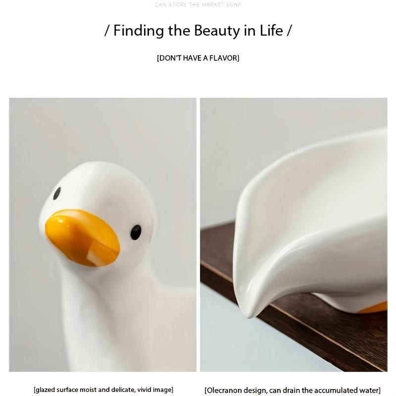 Porcelain Cute Duck Soap Dish, Cute Duck Bathroom Soap Holder, Anti Water Storage Rack, Washbasin Decor