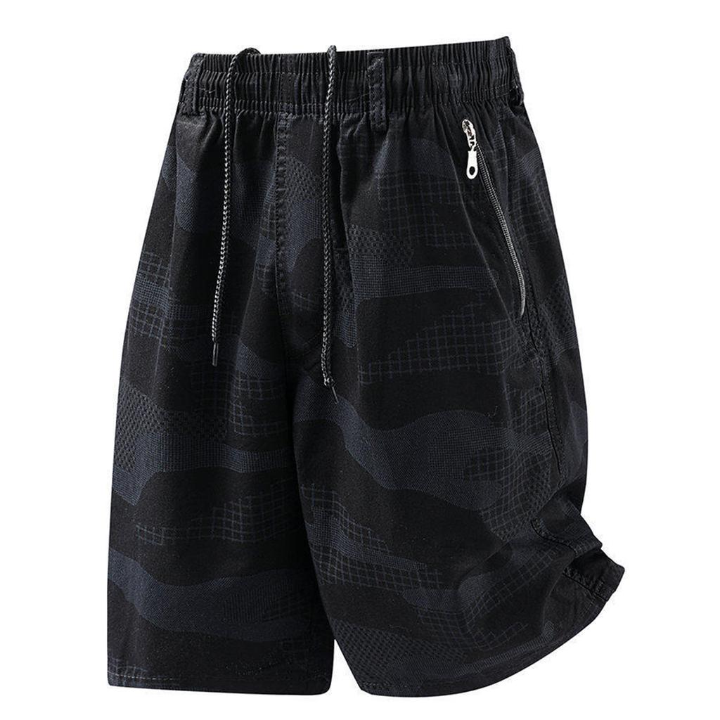 Men Drawstring Waist Relaxed Fit Shorts with Zipper Pockets Lightweight Breathable Casual Camouflage Pattern Shorts for Summer